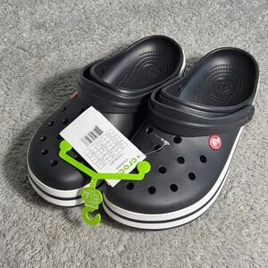 Crocs Crocband Classic Clog Black White Stripe Size US M9 W11 EUR 42-43 NWT